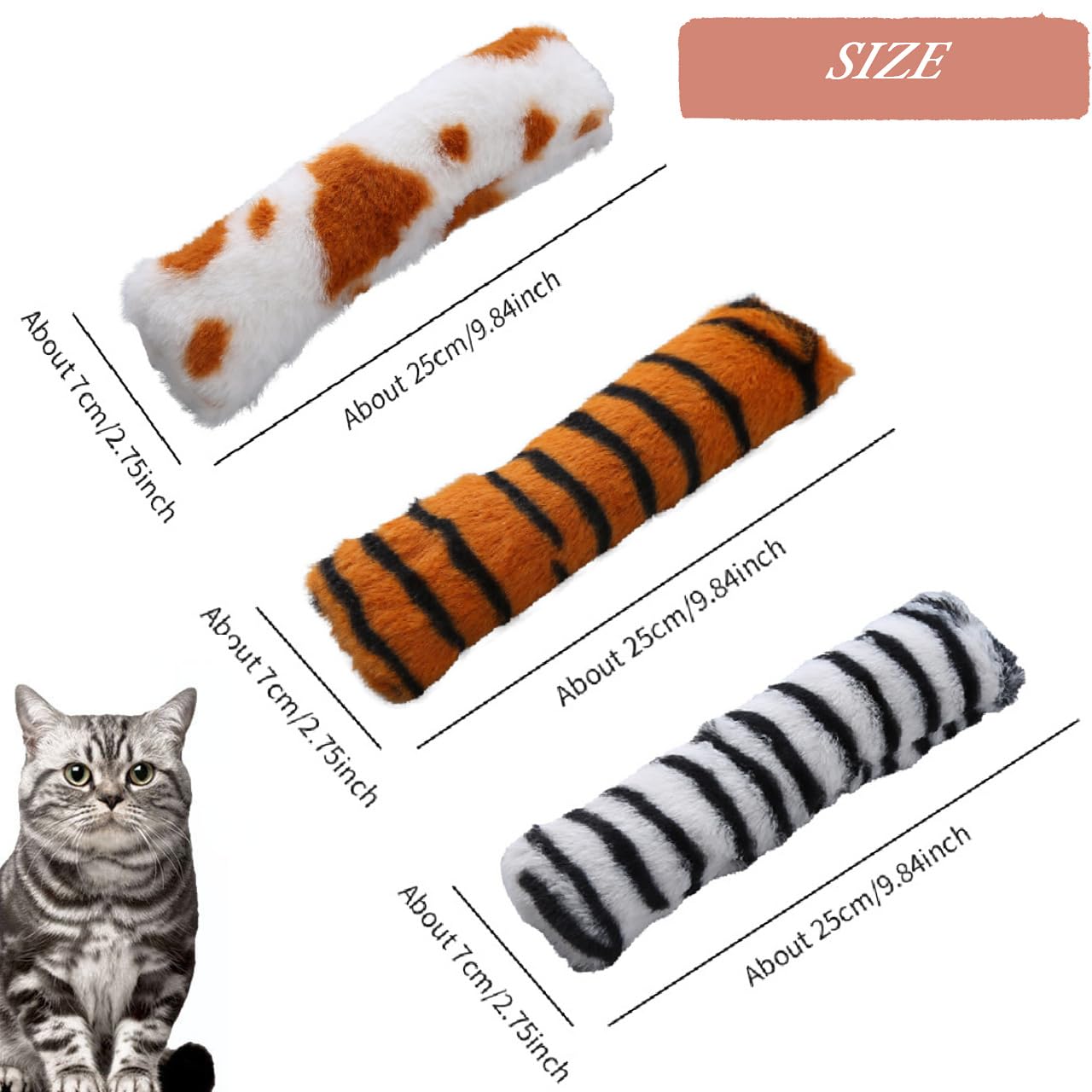 3 Pcs Soft & Durable Crinkle Sound Catnip Pillows, Interactive Kicker Toys For Indoor Cats, Promotes Kitten Exercise For All Bre
