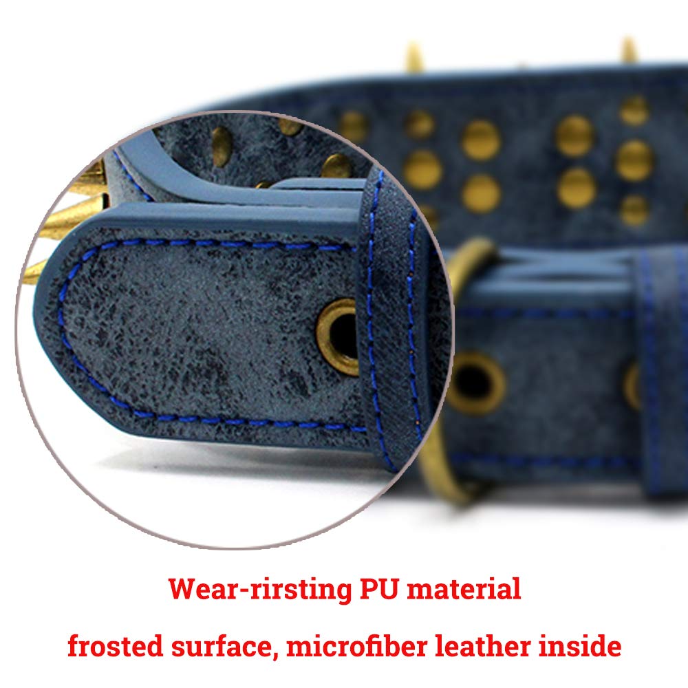 The Mighty Large Spiked Studded Dog Collar - Protect Your Dog'S Neck From Bites, Durable & Stylish, For Large Dogs (Blue S)