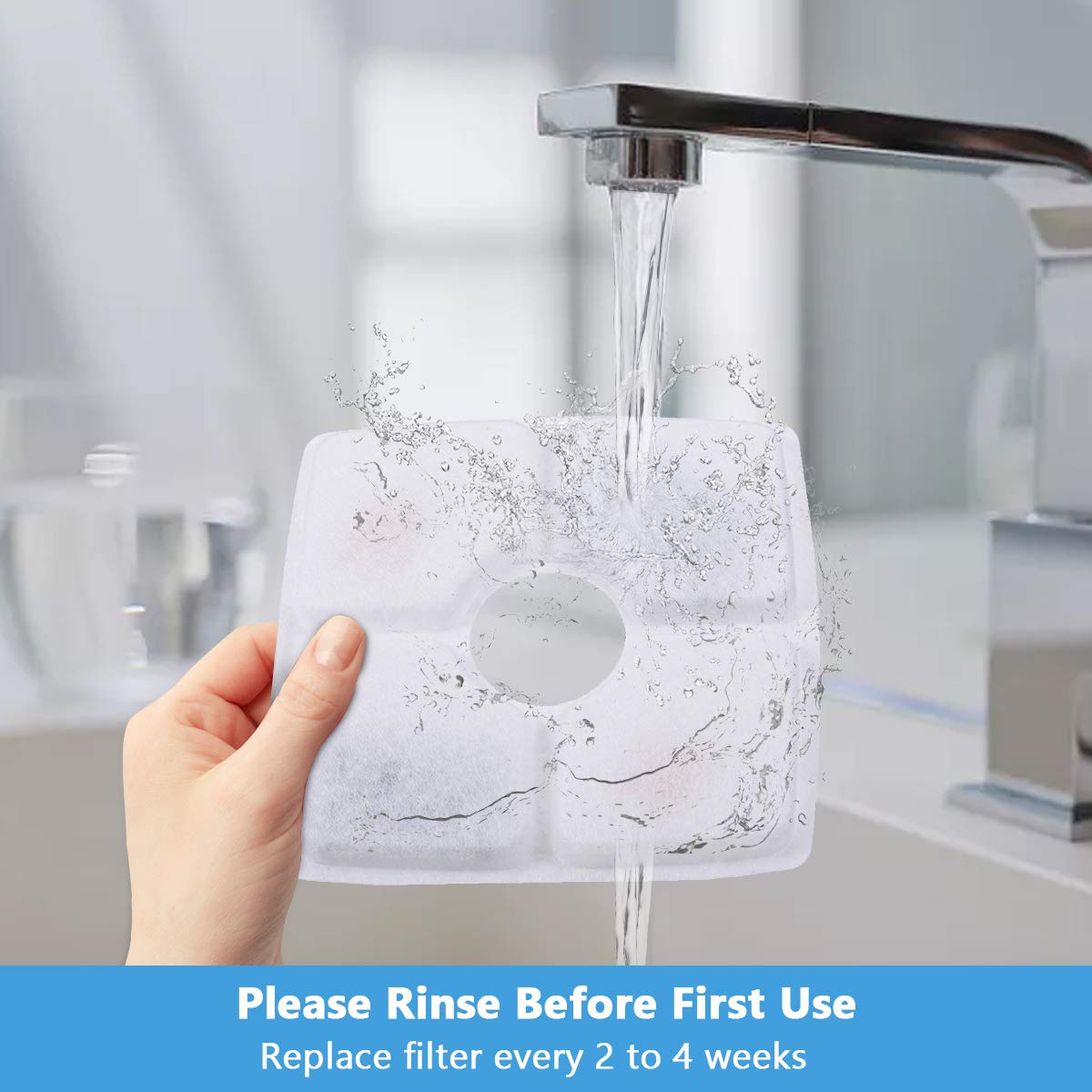 PANDOLA Cat Water Fountain Filter - Square 8 Packs Replacement for 84oz/2.5L Cat Water Fountain, High-Quality Pet Water Filters