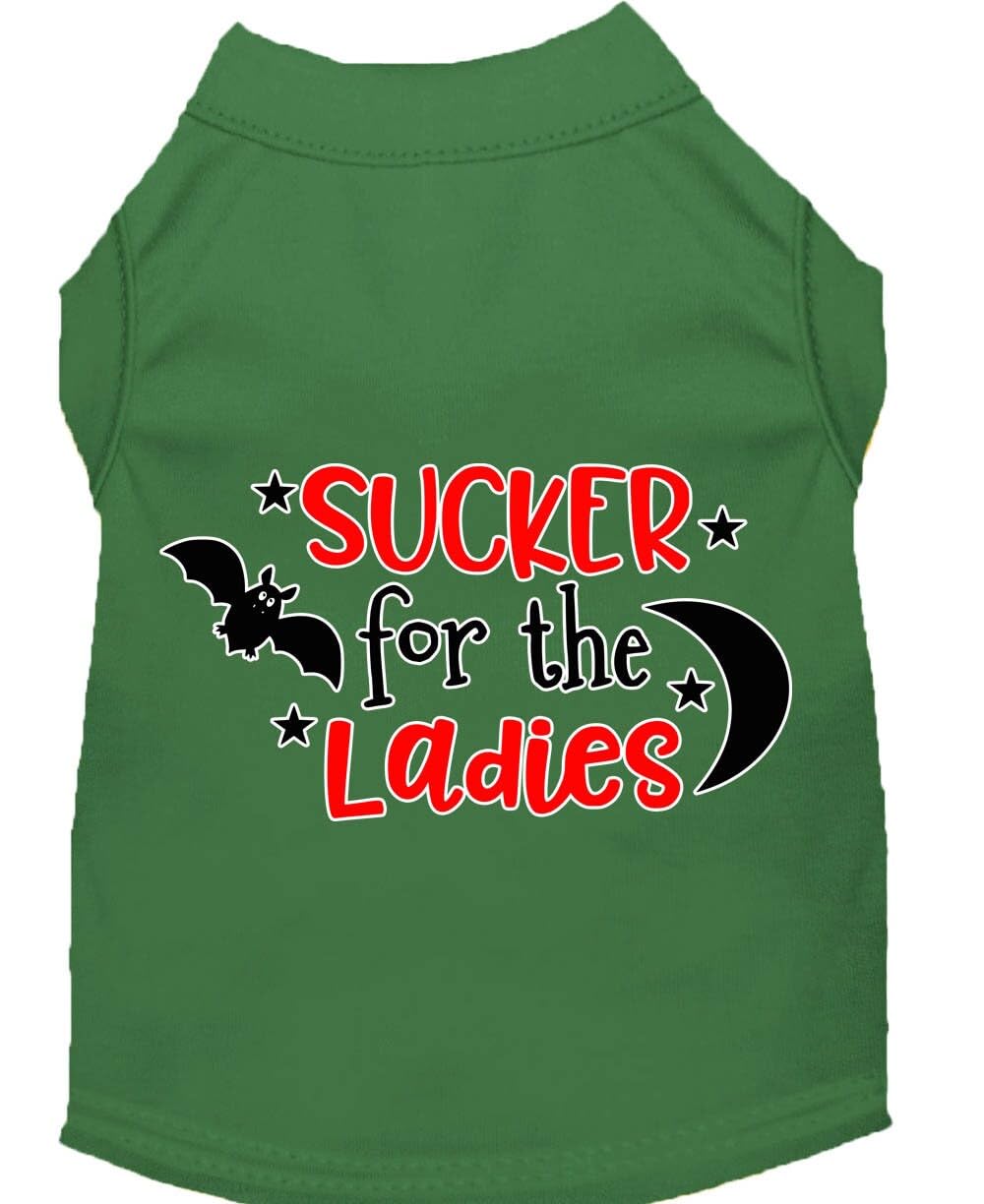 Pet Dog & Cat Shirt Screen Printed, &quot;Sucker For The Ladies&quot; Emerald Green 2XL (20-25 lbs.)
