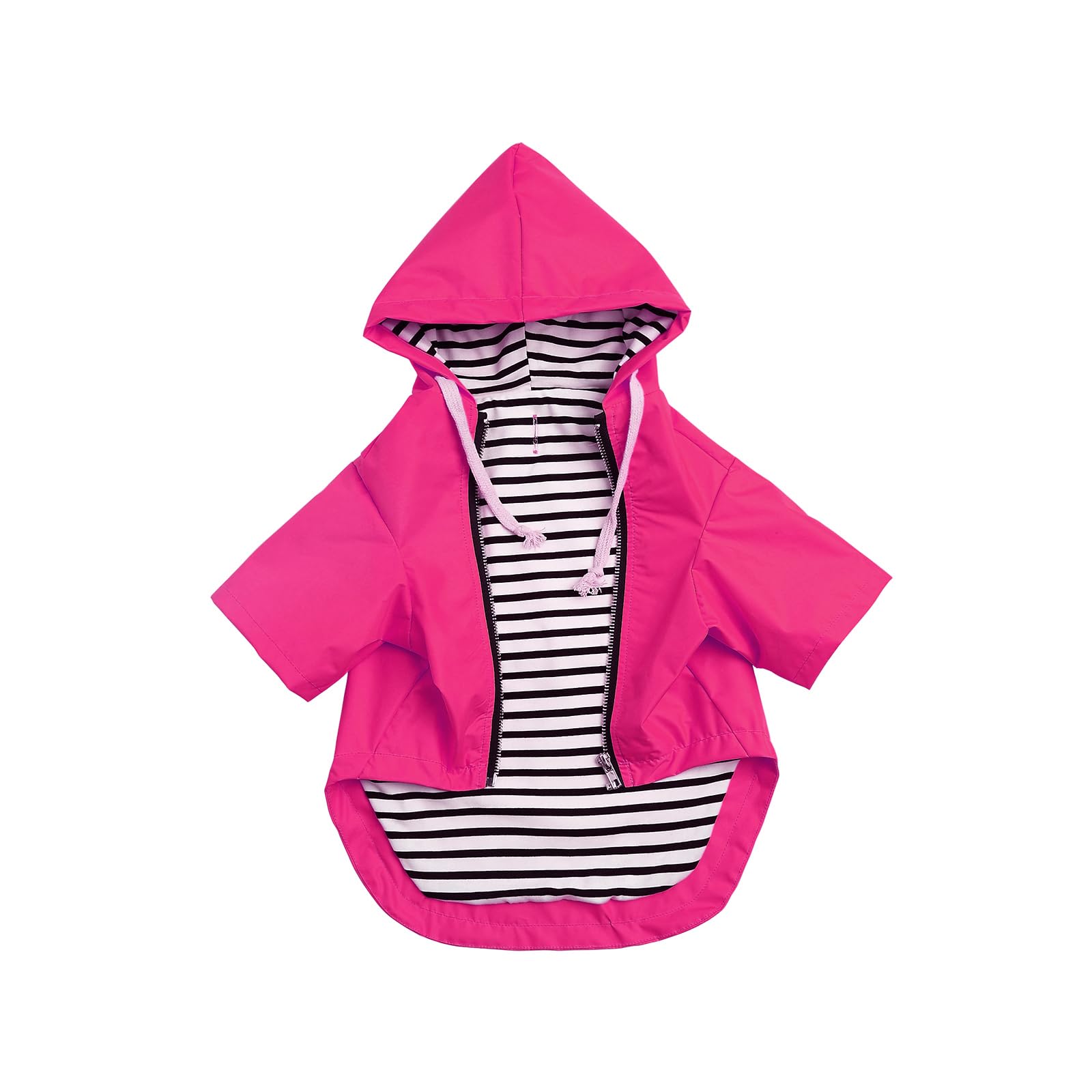 Dog Raincoat Waterproof Puppy Rain Jacket With Hood For Small Medium Dogs, Poncho With Reflective Strap, Storage Pocket And Harness Hole - Pink - M