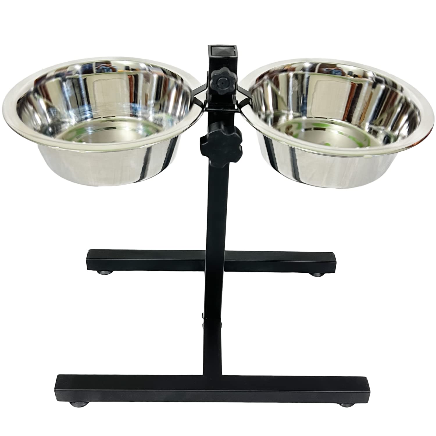 Rvpaws Height Adjustable Double Dinner Food And Water With HBase And Two Removable Stainless Steel Bowls Ideal For Dog And Cat 