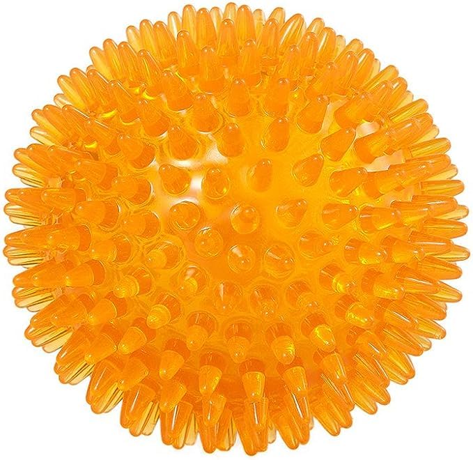 Rvpaws Durable Tpr Rubber Hard Spiked Rubber Ball Toy Perfect For Dogs And Puppies Chew And Clean Teeth  Orange