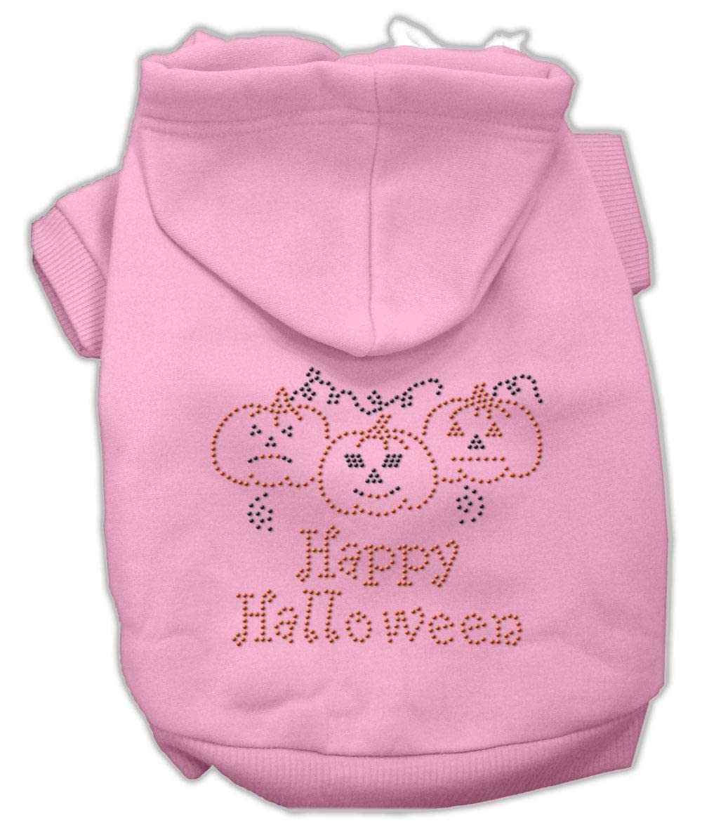 Mirage Pet Products 10-Inch Happy Halloween Rhinestone Hoodies, Small, Pink