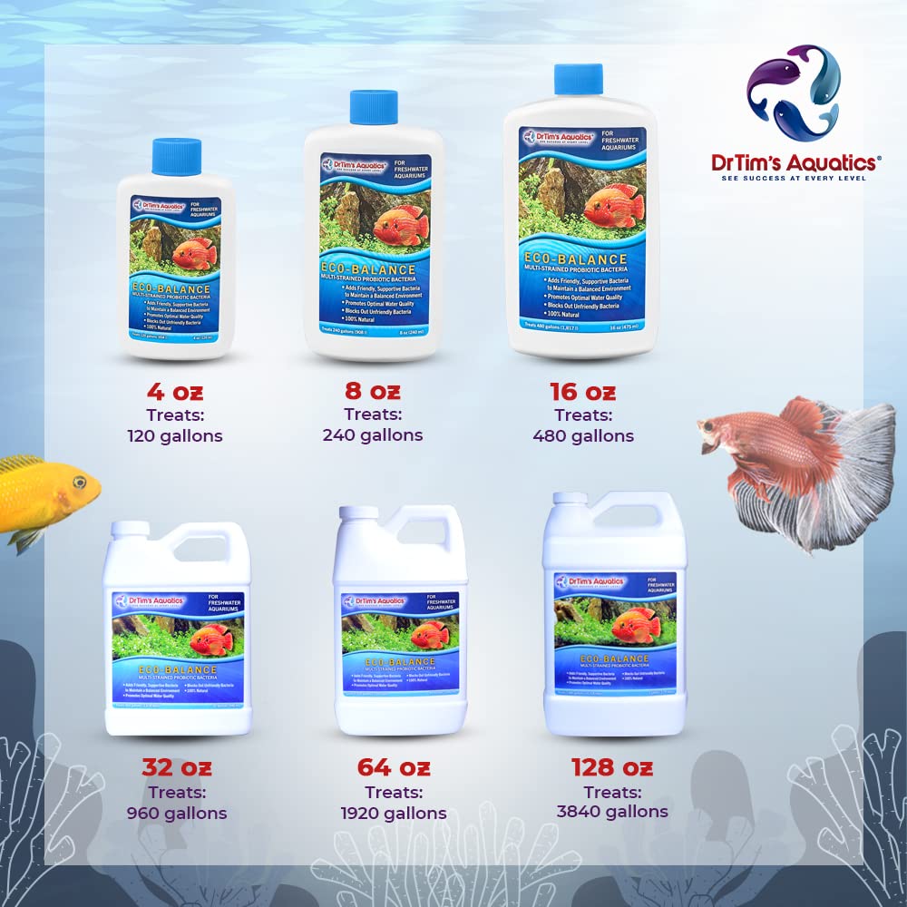 DrTims Aquatics Freshwater Eco-Balance Probiotic Solution - for Freshwater Fish Tanks, Aquariums - Block Unfriendly Organisms, P