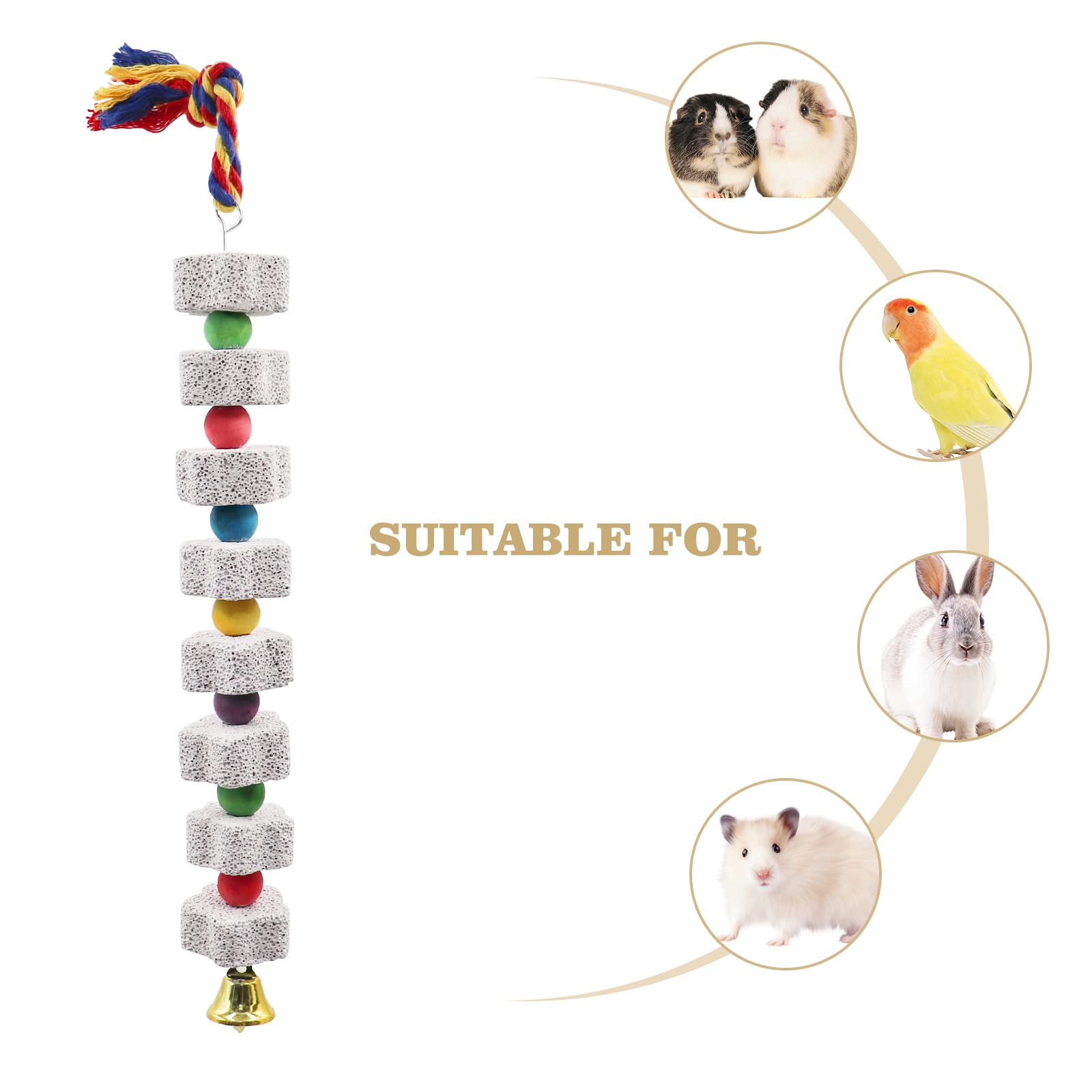 2 Pack Large Bird Chewing Toy, Parrot Beak Grinding Calcium Stone With Bells, Bird Cage Accessories, Cage Toys For Cockatiel Par