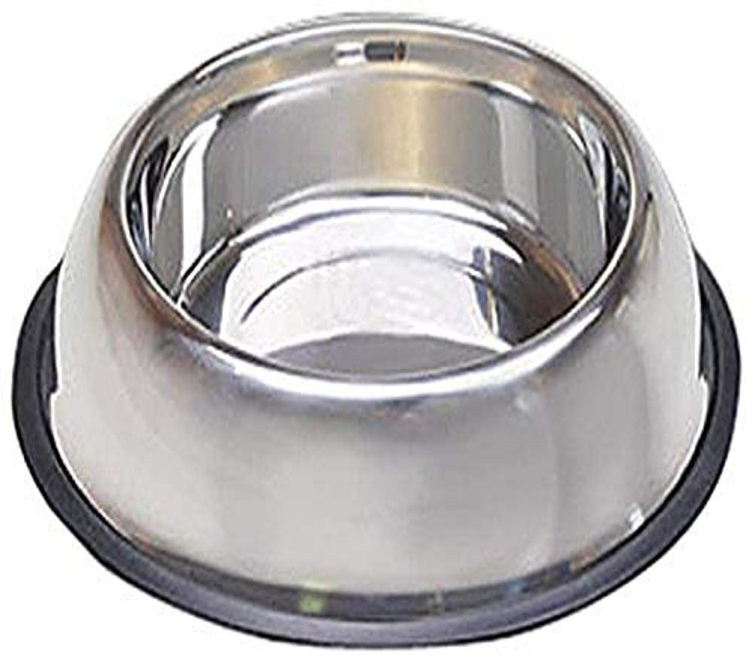 Van Ness Pets Small Non Tip Stainless Steel Dog Bowl, 16 OZ Food and Water Dish, Wide Base Prevents Spills, Silver