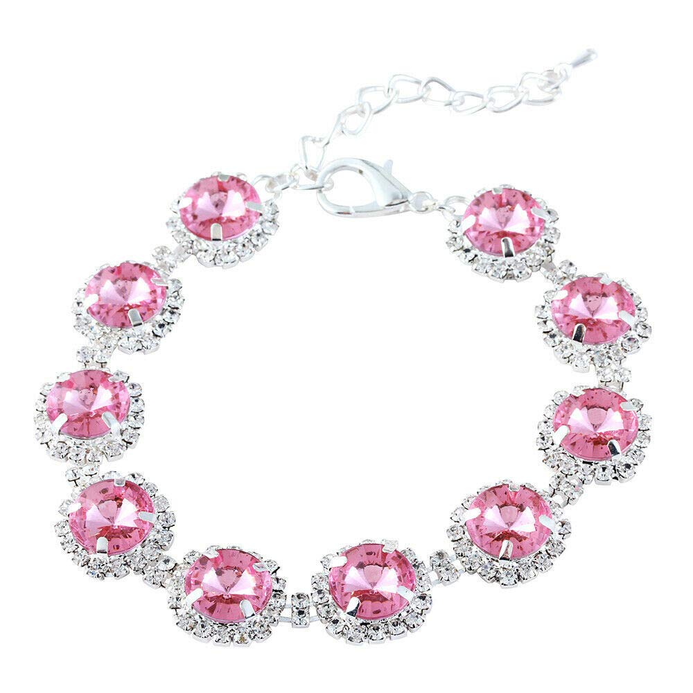 Dogs Kingdom Pet Dog Cat Crystal Collar Bling Rhinestones Party Princess Necklace Adjustable Necklace Accessories,Pink,M:10-12''