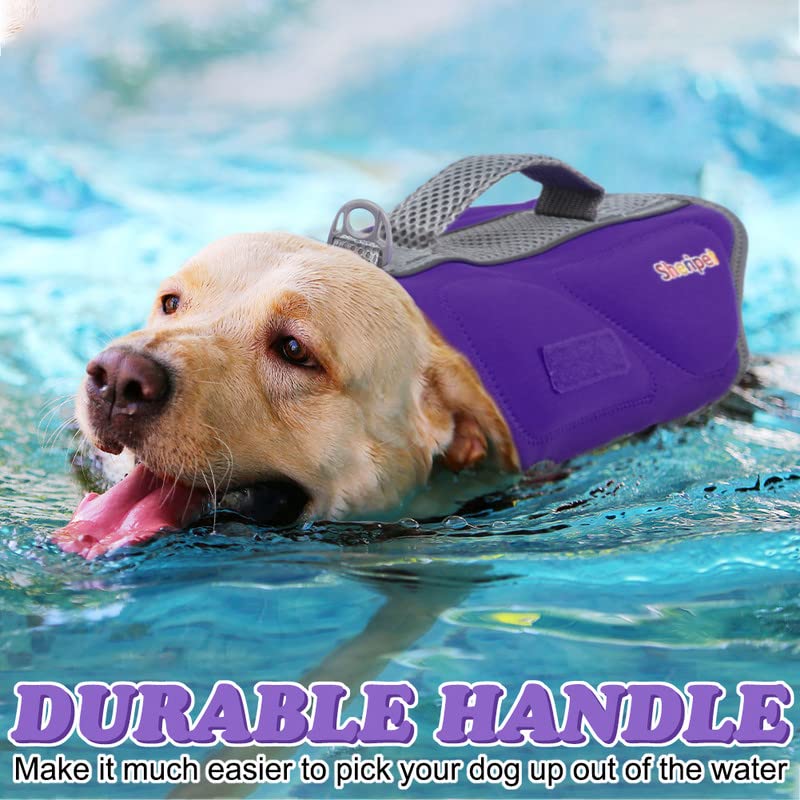 Sheripet Dog Life Jacket For Medium Dogs, Good Visibility Reflective Dog Lifes Vest For Boating Swimming With Rescue Handle, Adj