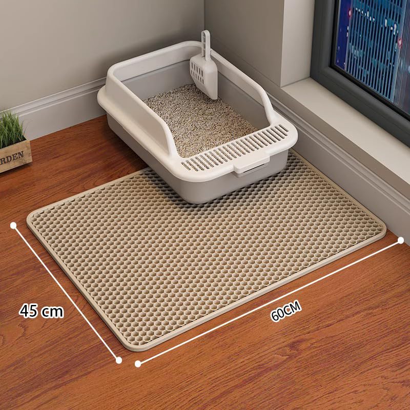 Erhaog Cat Litter Mat Litter Trapping Mat, 46X26 / 35X24 / 30X22 / 24X16 Inch Honeycomb Double Layer Design Urine And Water Proo