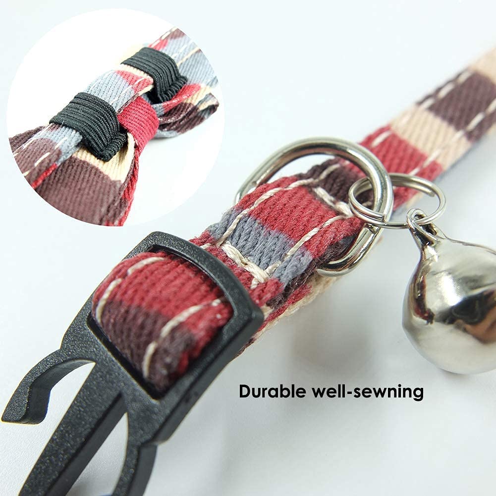 Cat Collar Bowtie With Bell, Quick Release Buckle Safety And Durable Kitties Kittens Cats Breakaway Collar Set Of 2 Pcs(6.8-10.8In) (Camouflage 1&Camouflage 2)