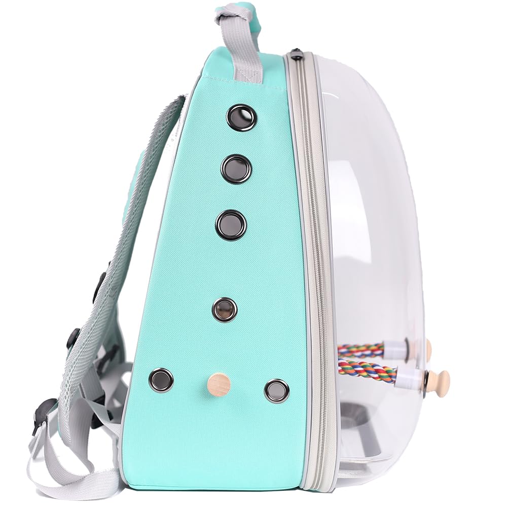 Bird Traval Carrier Cage, Multi Vent Holes Clear Space Capsule Astronaut Backpack To Carry Parakeet Cockatiel Parrot With Metal