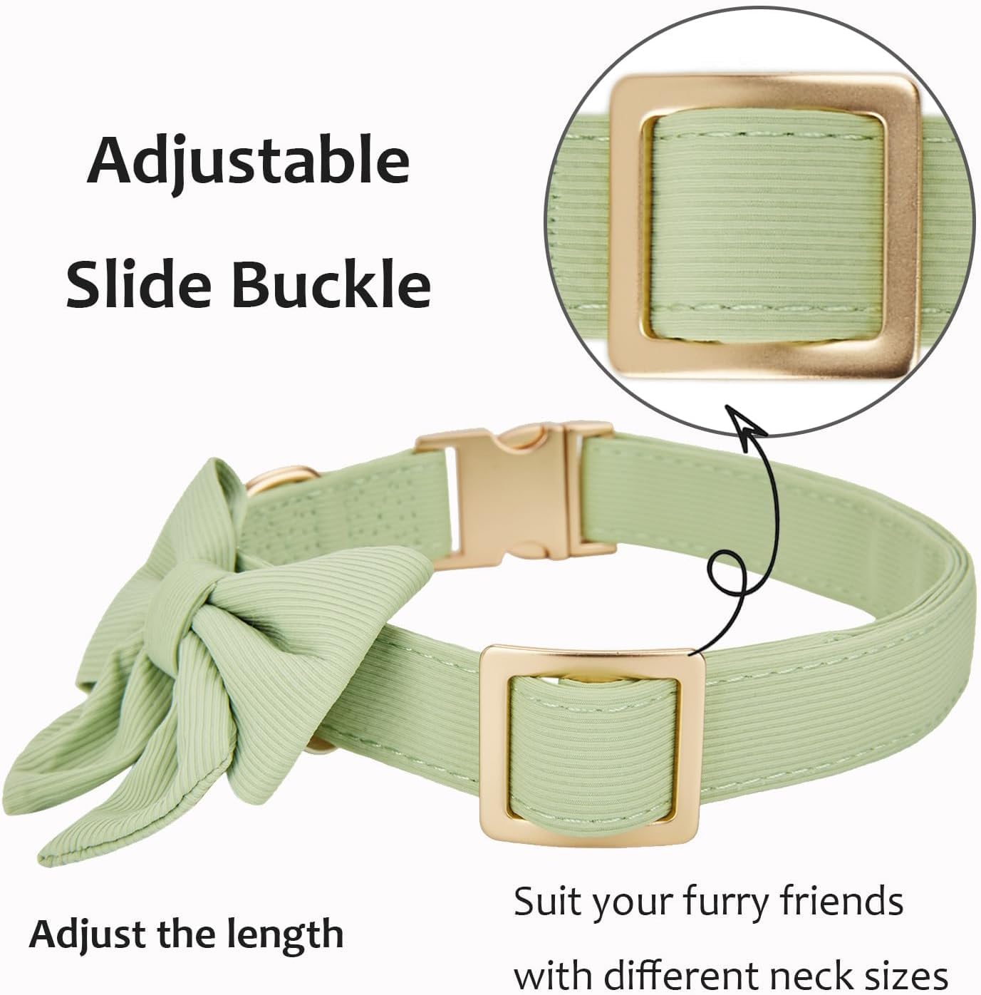 Ewinoom Bowtie Dog Collar Adjustable Soft Collars With Detachable Bow Tie And Metal Buckle For Small Medium Large Dogs,Green,Sma
