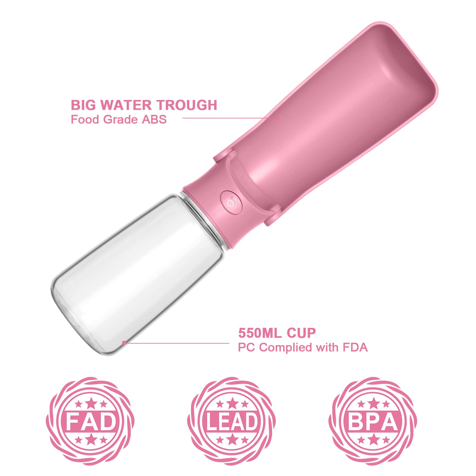 AIKIDS Portable Dog Water Bottle - Foldable Dog Water Dispenser | Leak Proof & Food Grade Plastic Travel | Pet Water Bottle for
