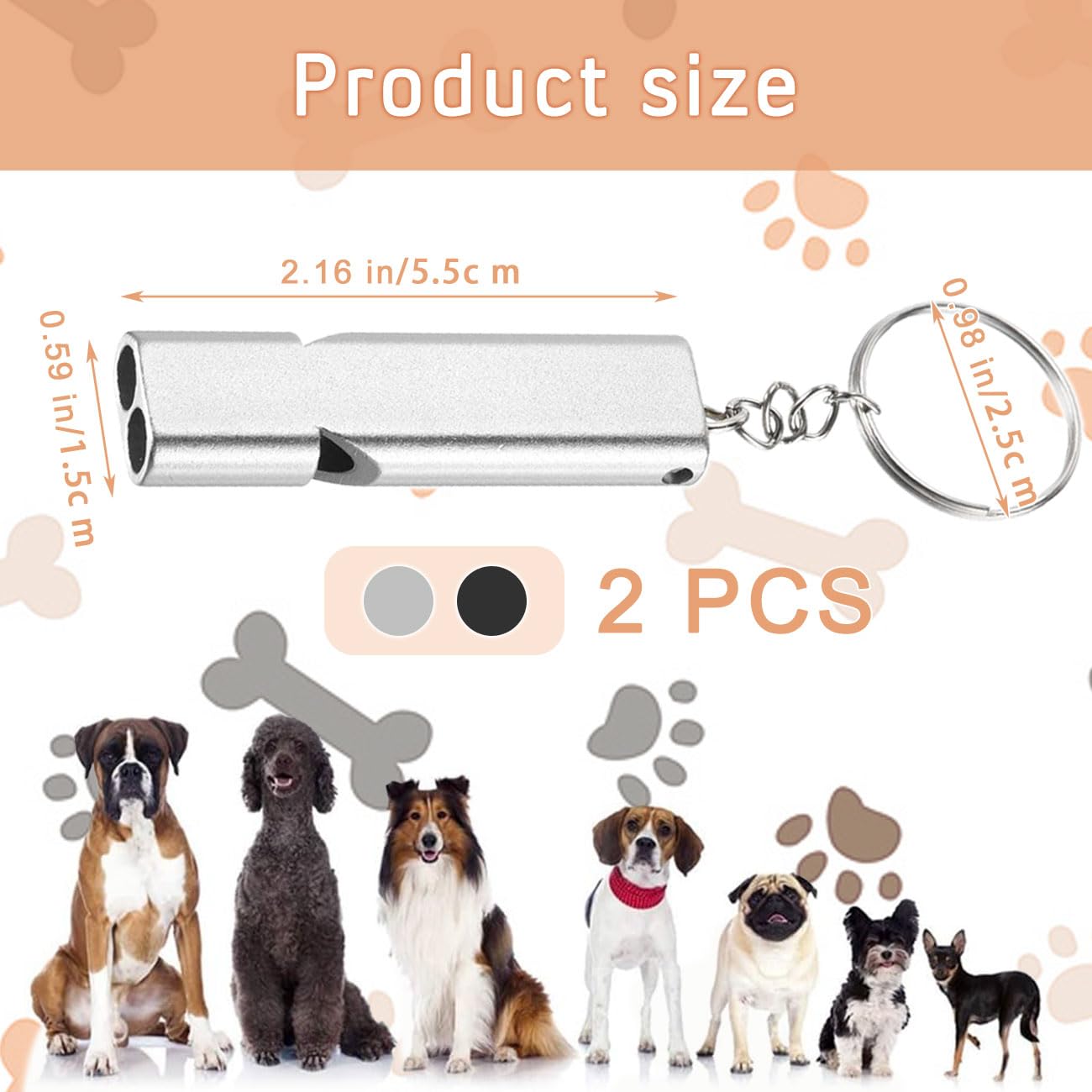 Teladeshx 2 Pack Dog Whistle, Portable Dog Training Whistle, Dog Whistle To Stop Barking Neighbors Dog For Recall And Pet Behavi