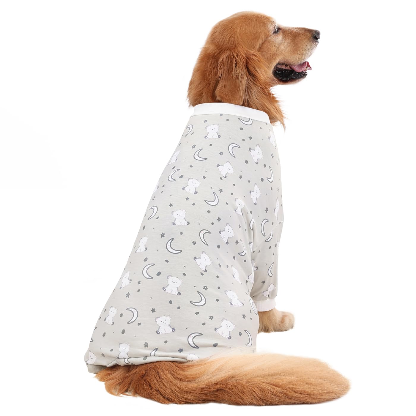 HDE Dog Pajamas One Piece Jumpsuit Lightweight Dog PJs Shirt for M-3XL Dogs Goodnight Polar Bears - L