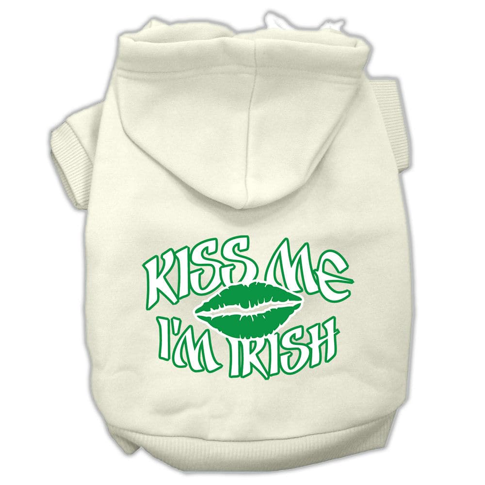 Pet Dog & Cat Hoodie Screen Printed, Kiss Me I'm Irish Cream LG (10-14 lbs.)
