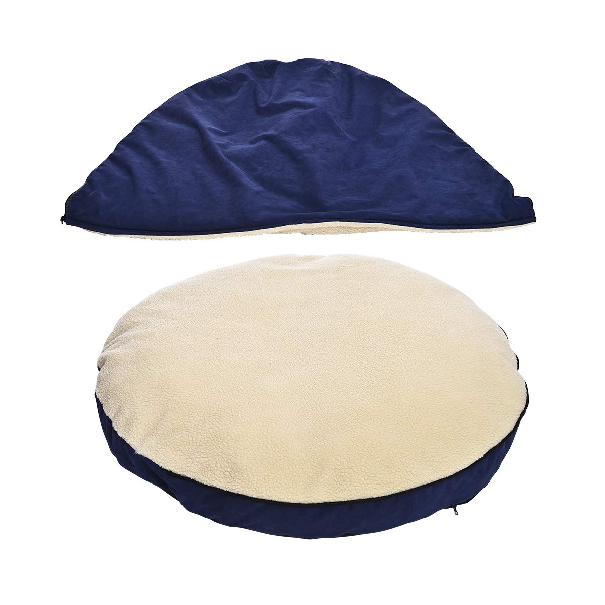 Amazon Basics Pet Cave Bed For Dog, With Removal Nesting Cave Cover, Fits Up To 30Lbs Pets, 35 X 35 X 13 Inches, Blue