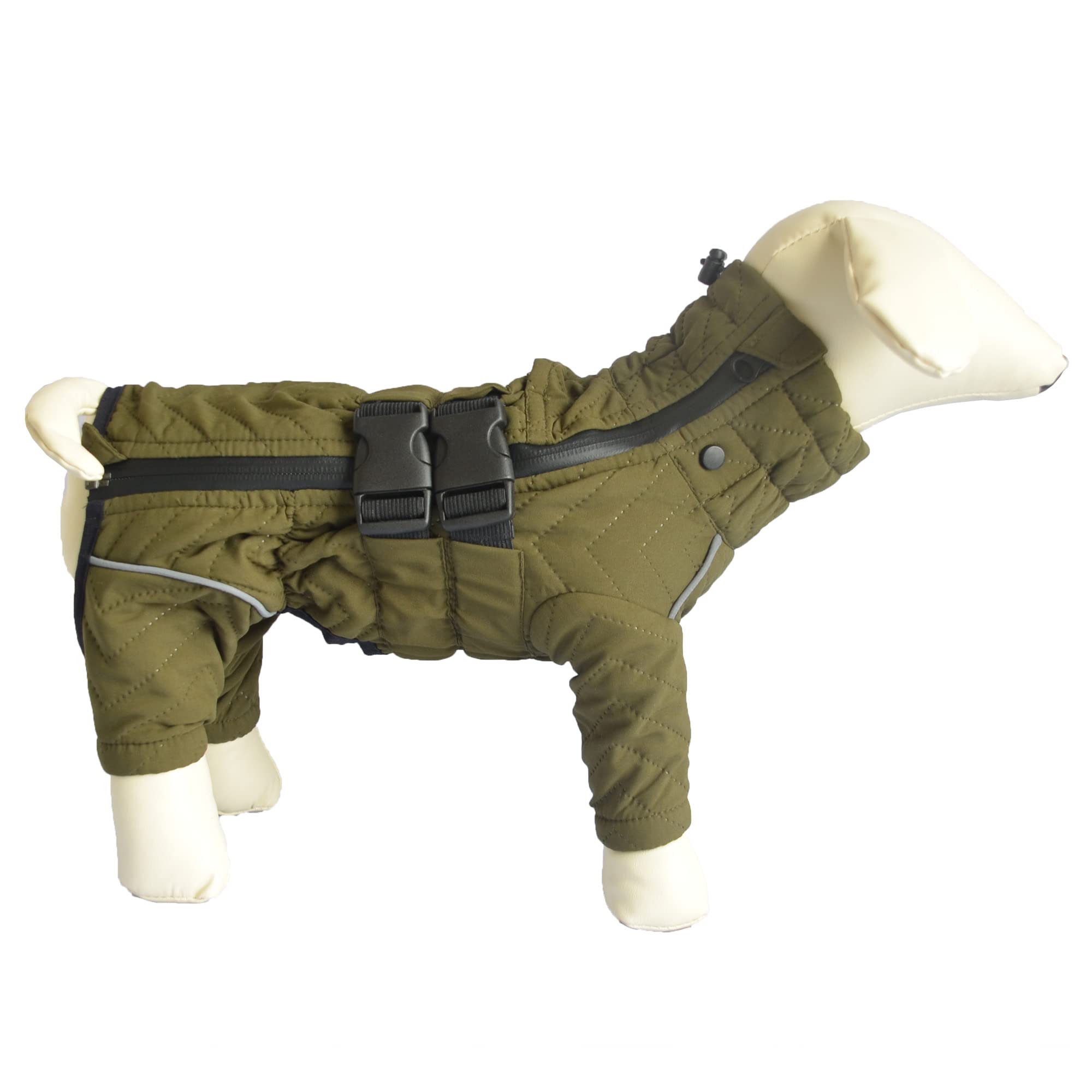Warm Dog Coat Double Layers Dog Vest, 6 Legs Covered Windproof Waterproof Reflective Warm Dog Vest Outdoor Skating Dog Costume For Small Medium Large Dogs Olive S