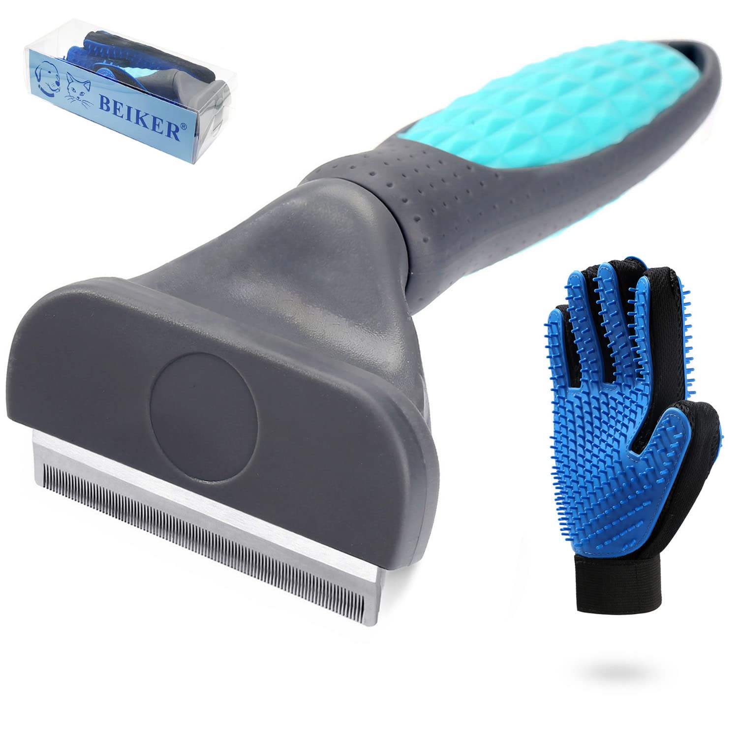 Pet Grooming Kit For Cats And Small Dogs, Undercoat Deshedding Tool Set, Gently And Effectively Remove Loose Hair And Reduce Shedding, Includes A Brush And A Double-Sided Silicone Glove