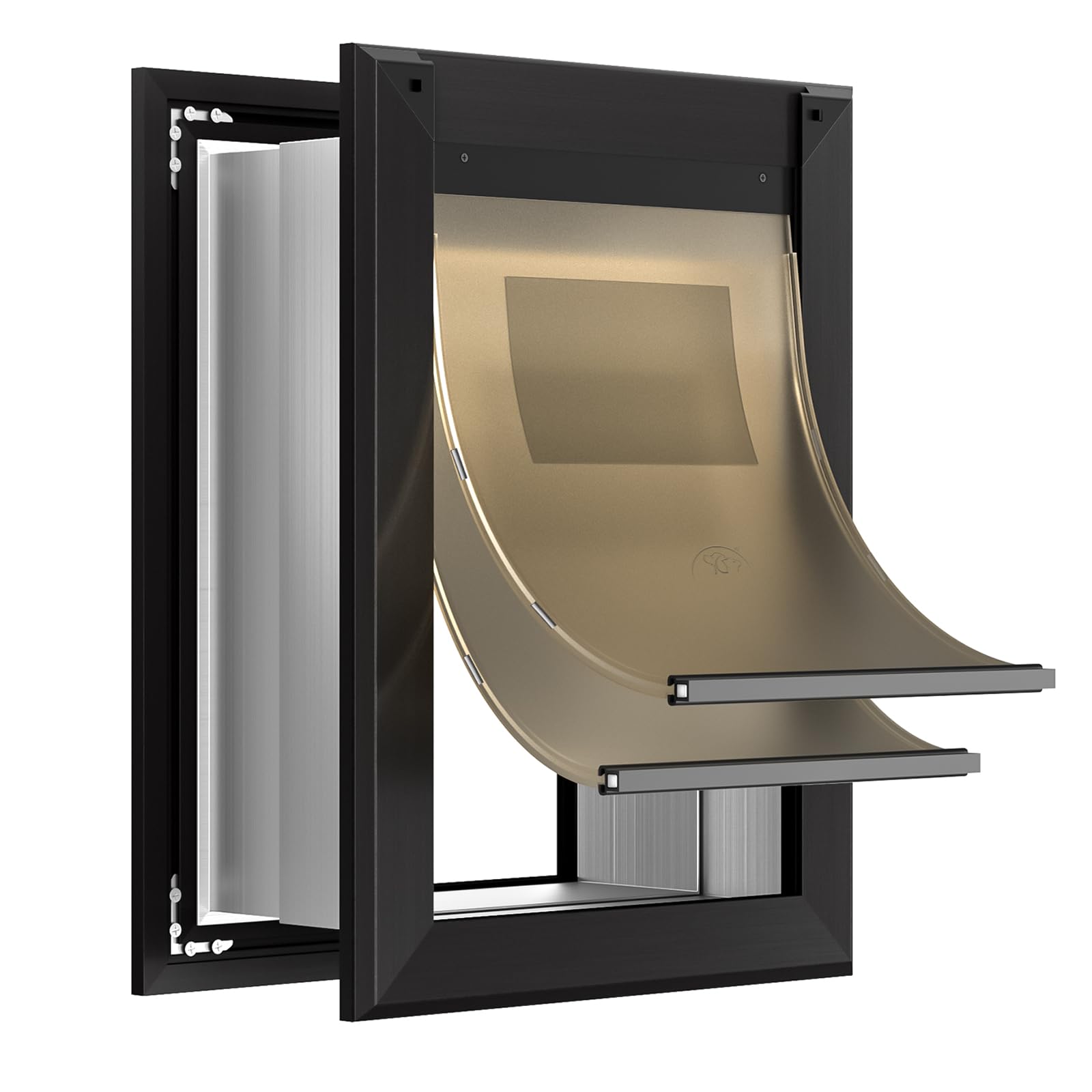 Sammak Extra Large Dog Door For Wall, Heavy Duty Dog Door With Aluminum Frame And Telescoping Tunnel, Two Magnetic Flaps And Two