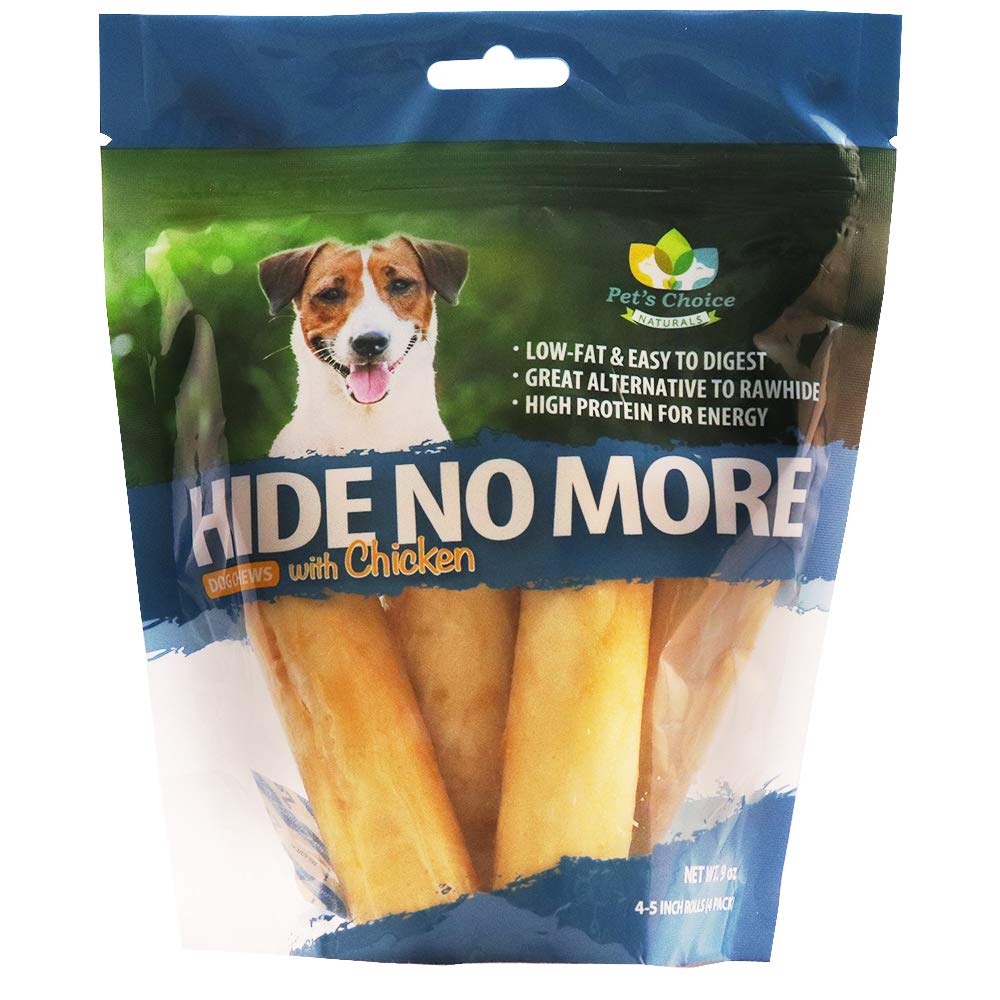 Pet’S Choice Pharmaceuticals Hidenomore, Rawhide Free Chicken Chew Treats For Dogs, 4-5' 4 Ct