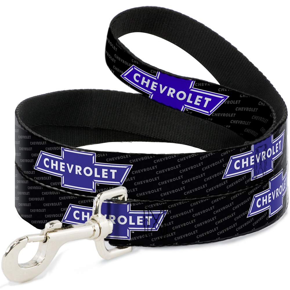 Buckle-Down Dog Leash Chevy Bowtie Repeat Text 4 Feet Long 0.5 Inch Wide, Multicolor, Dl-Wch004-N