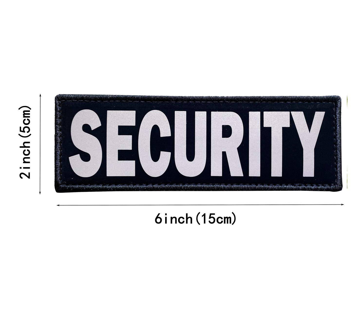 Jujupups Black Reflective Dog Patches 2 Pack Service Dog ,In Training, Do Not Pet, Tags With Hook And Loop Patches For Vests And Harnesses (Security, 6X2 Inch)