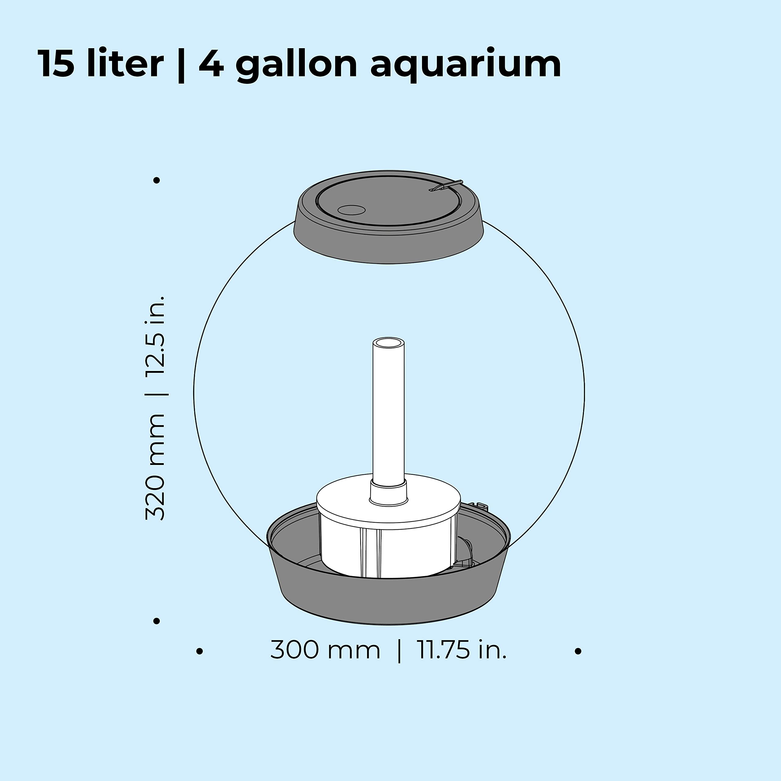biOrb Classic 15 Acrylic 4-Gallon Aquarium with Multi-Color Remote-Controlled LED Lights Modern Compact Tank for Tabletop or Des