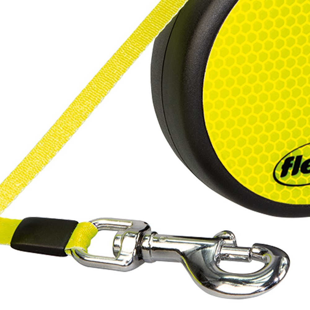 Flexi Neon Retractable Dog Leash (Cord), 16 Ft, Small, Black/Yellow