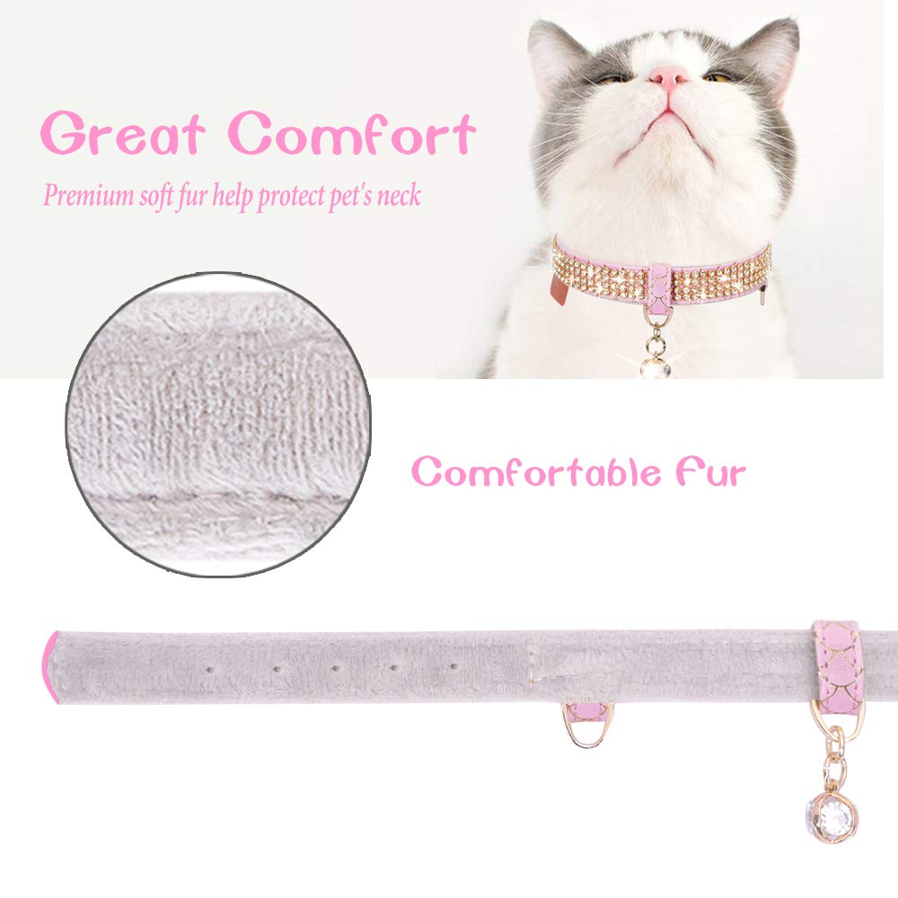 Petshome Cat Collar, Dog Collar, [Bling Rhinestones] Premium Pu Leather With Pendant Adjustable Collars For Cat And Small Dog Ex