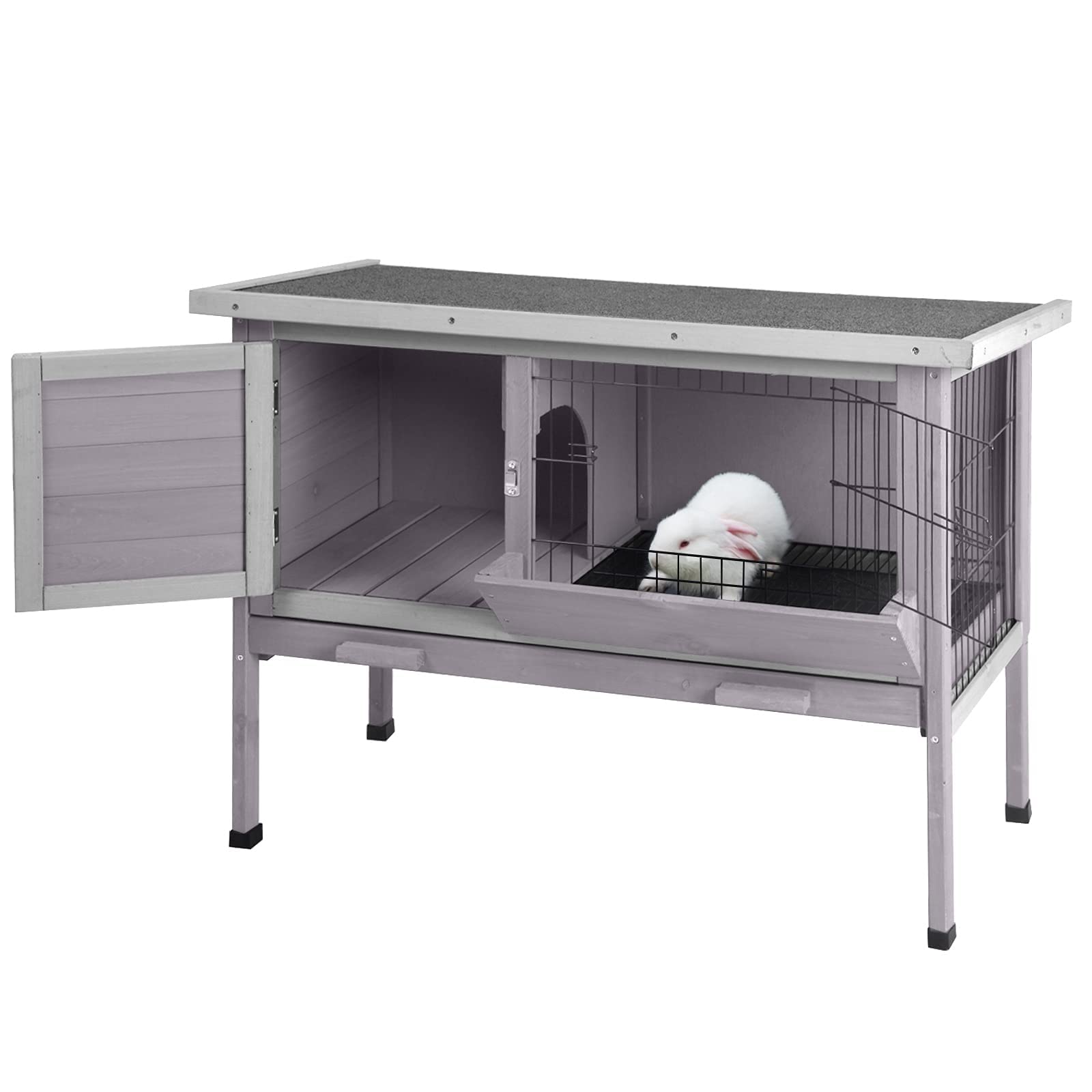 Rabbit Hutch Indoor Rabbit Cage With Metal Wire Pan,Outdoor Bunny Cage With Pull Out Tray