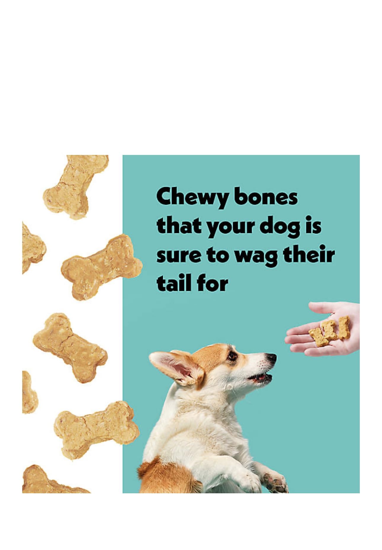 Wiggles & Wags Chewy Bones Dog Treats, Peanut Butter, Soft and Chewy, (1lb Bag)