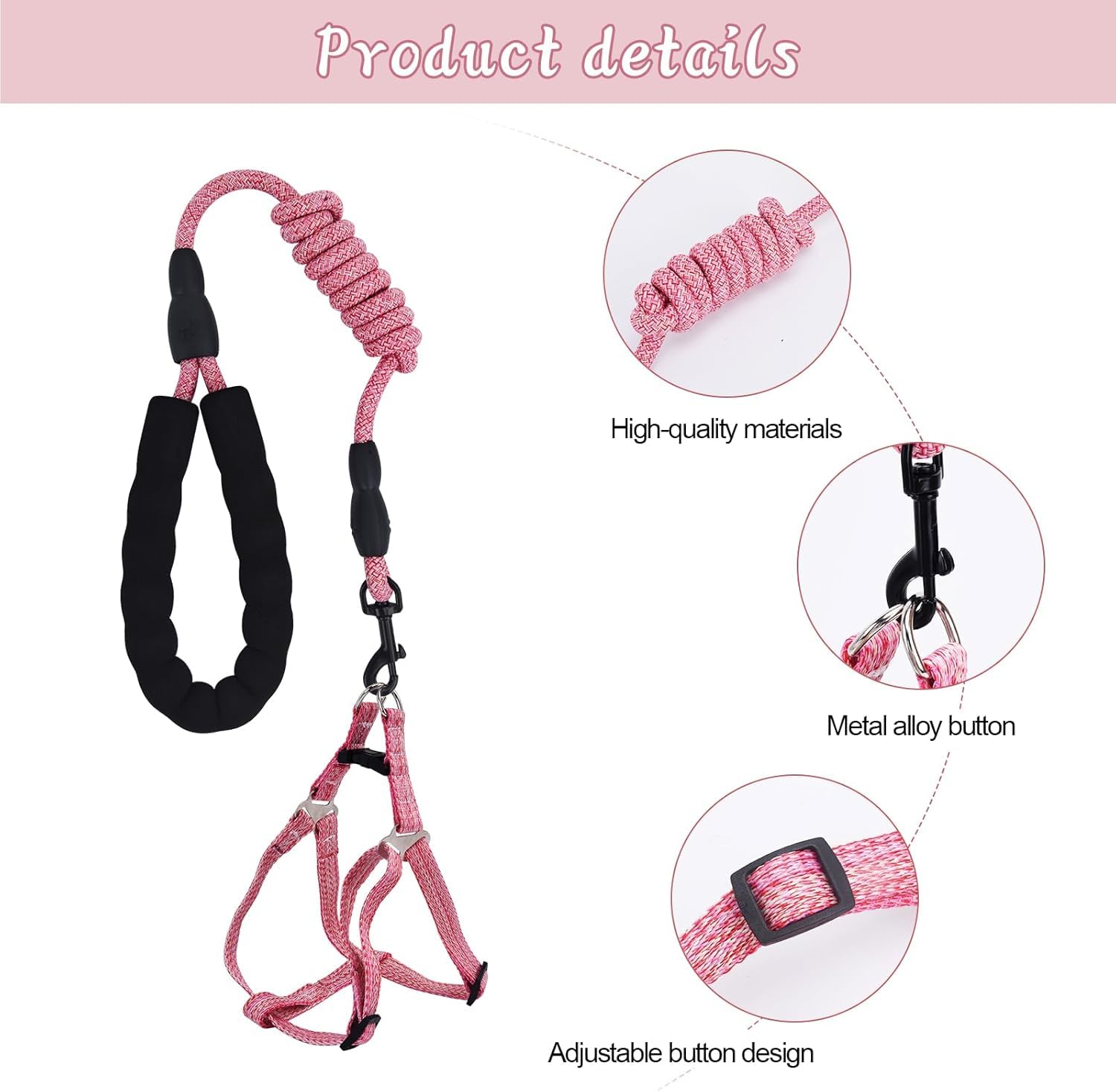 Mini Pig Harness, Adjustable Small Pig Harness With Leash Infinity Style Lead And Soft Foam Handle For Small To Medium Pet Pigs