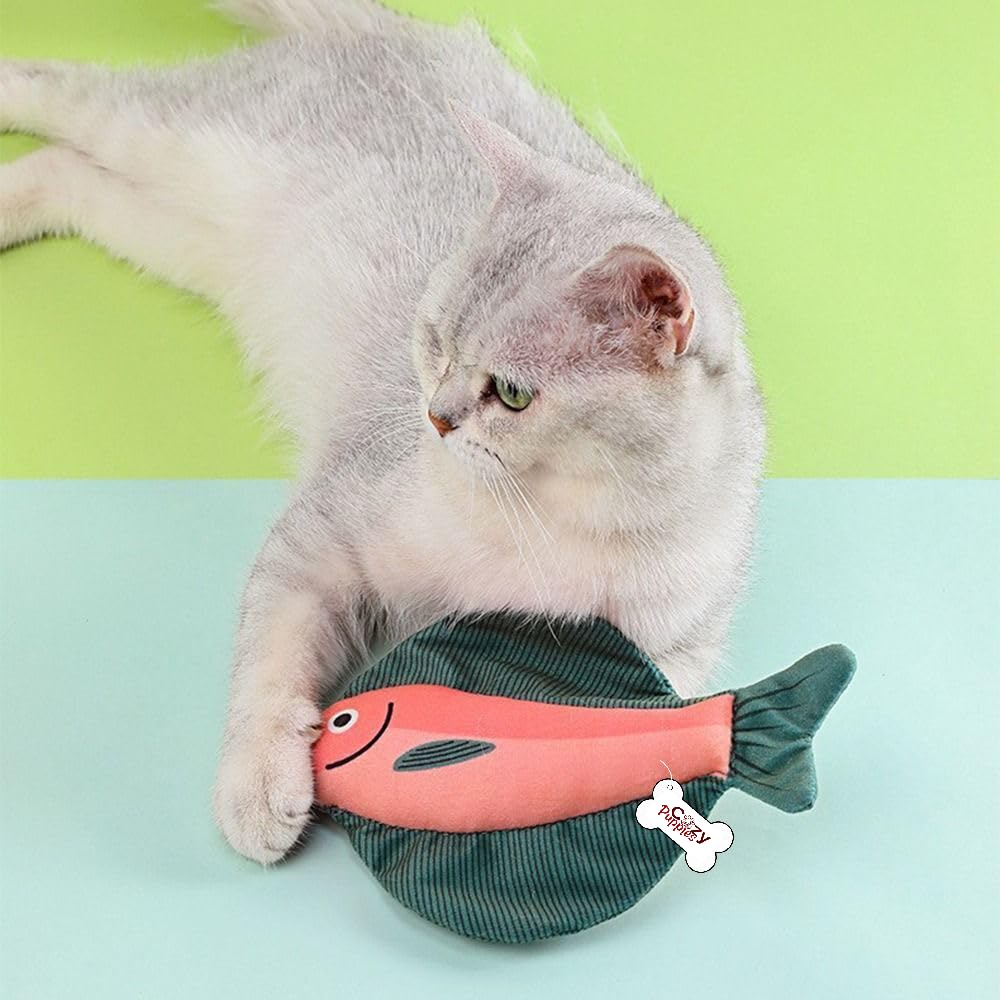 Cozy Puppies Chewing Stuffed Catnip Pillow Cat Pillow Toy Simulation Fish Fish Cat Toys 1 Piece (Color May Vary)
