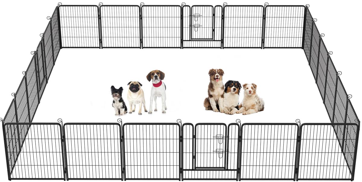 BestPet | Dog Playpen | 32 Inch, 24 Panels | Heavy Duty Metal Pet Exercise Pen | Indoor Outdoor Fence Panels | Rust-Resistant, R