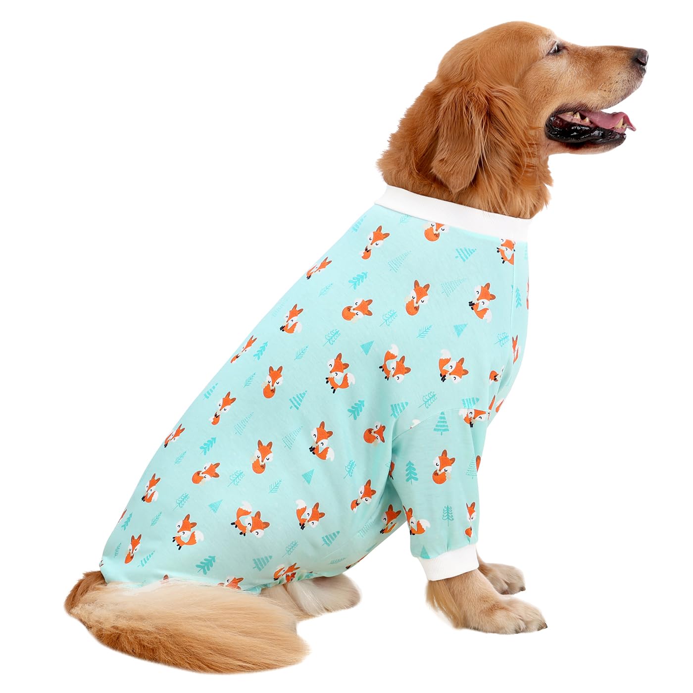 HDE Dog Pajamas One Piece Jumpsuit Lightweight Dog PJs Shirt for M-3XL Dogs Winter Foxes - XL