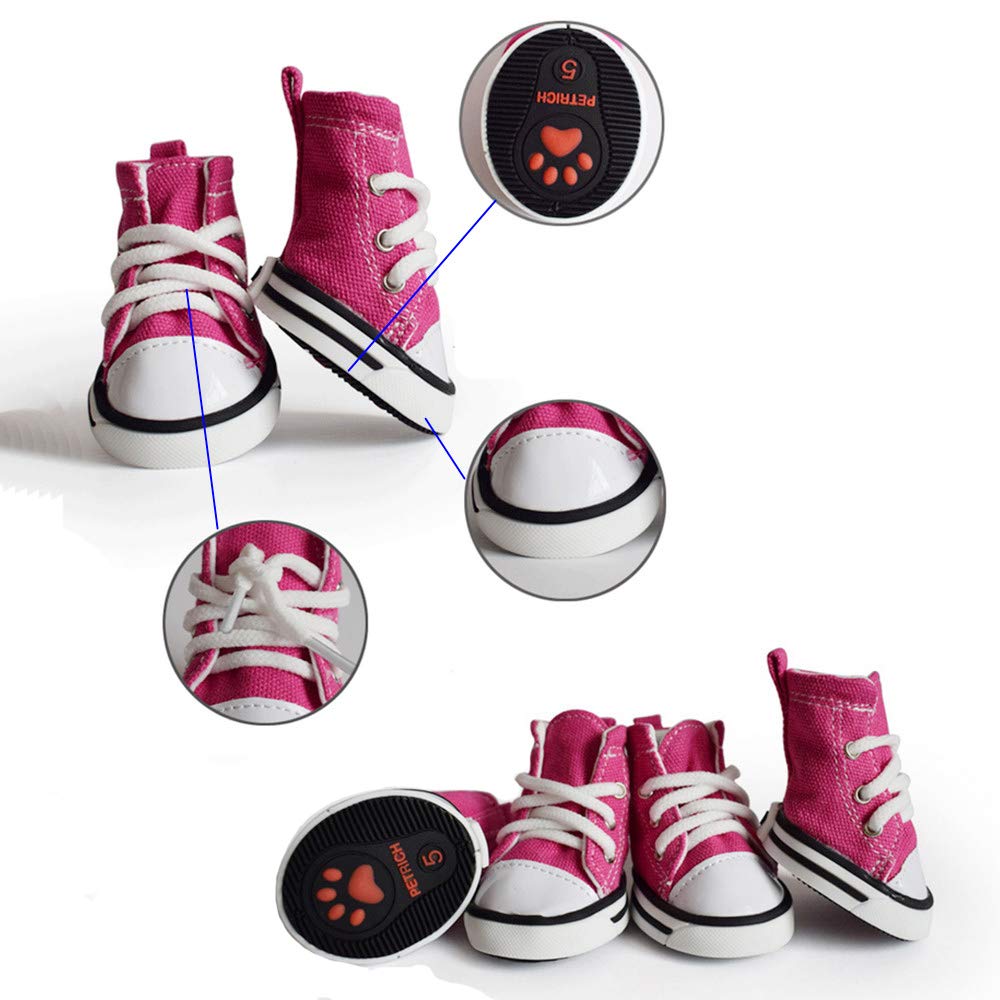 Abcgoodefg Pet Dog Puppy Canvas Sport Shoes Sneaker Boots, Outdoor Nonslip Causal Shoes Rubber Sole Soft Cotton Inner Fabric Shoes For Small Dog (#2(1.331.73), Pink)