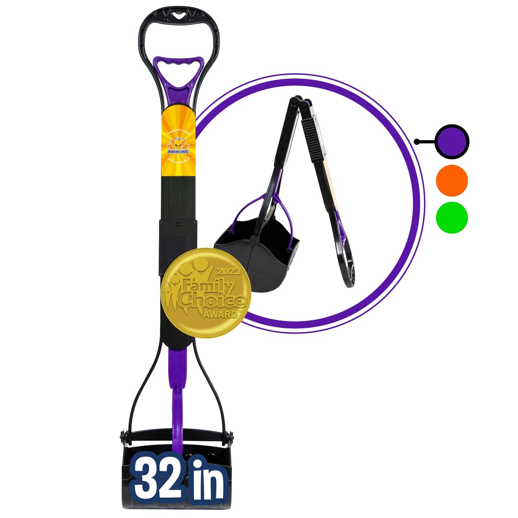 Bodhi Dog Large Foldable Pooper Scooper - 32    Long Handle, Lightweight Portable Pooper Scooper For Small & Large Dogs - Easy T