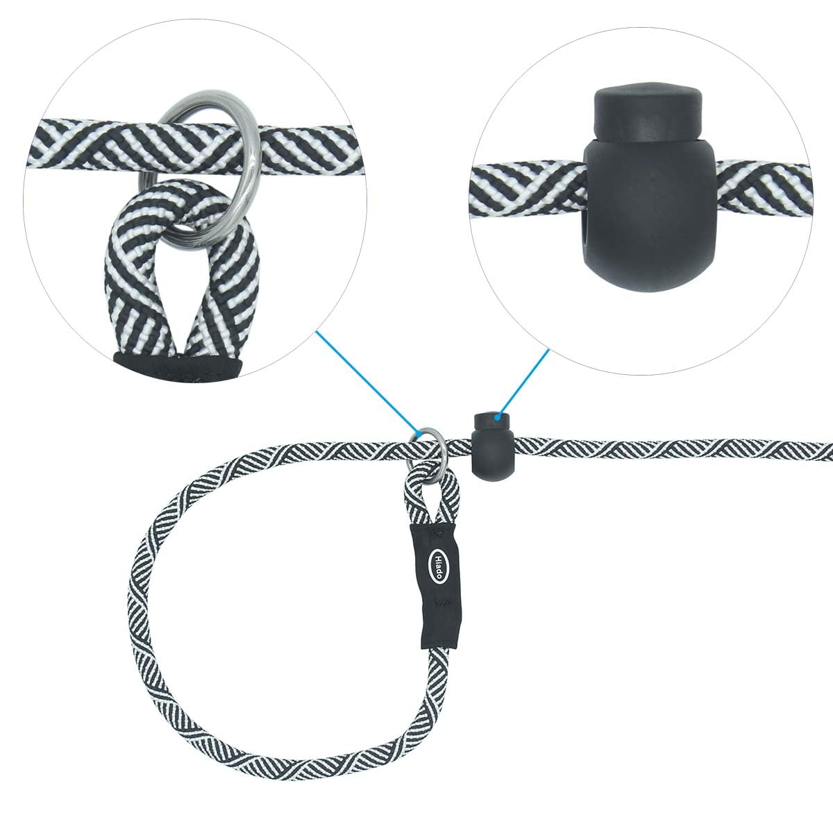 Hiado Slip Lead Dog Leash With Stopper Loop Rope Training No Pull For Small Medium Large Dogs 5Ft Black White