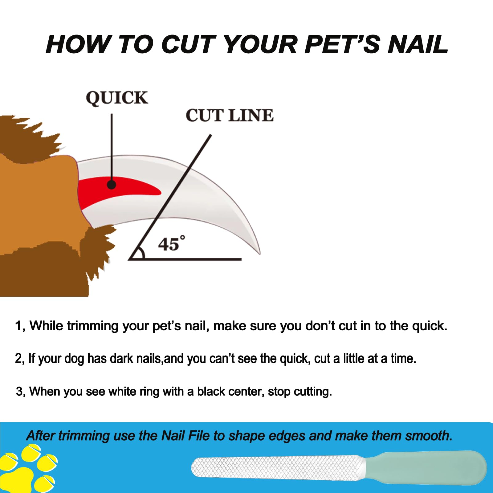 Ymyabo Dog Nail Clipper,Pet Nail Trimmers Safety Guard To Aviod Over Cutting,Puppy Cat Claw Trimmer,With Free Dog Comb & Nail Fi