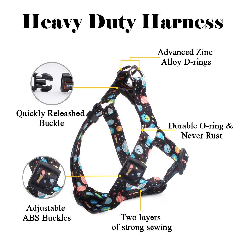 Qqpets Dog Harness Leash Set Adjustable Heavy Duty No Pull Halter Harnesses For Small Medium Large Breed Dogs Back Clip Anti-Twist Perfect For Walking (Xs(12'-18' Chest Girth), Space)