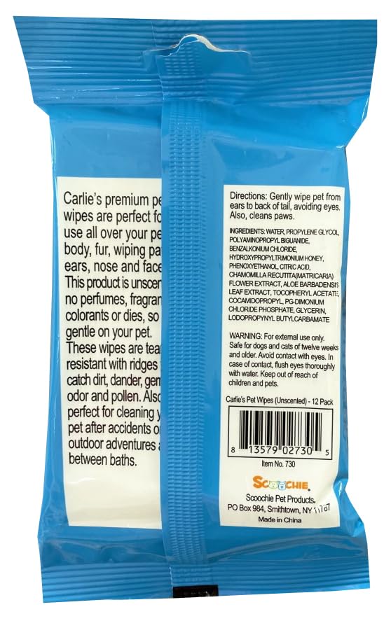 Scoochie Pet Carlies Premium Multi Purpose Pet Wipes, Set Of 12