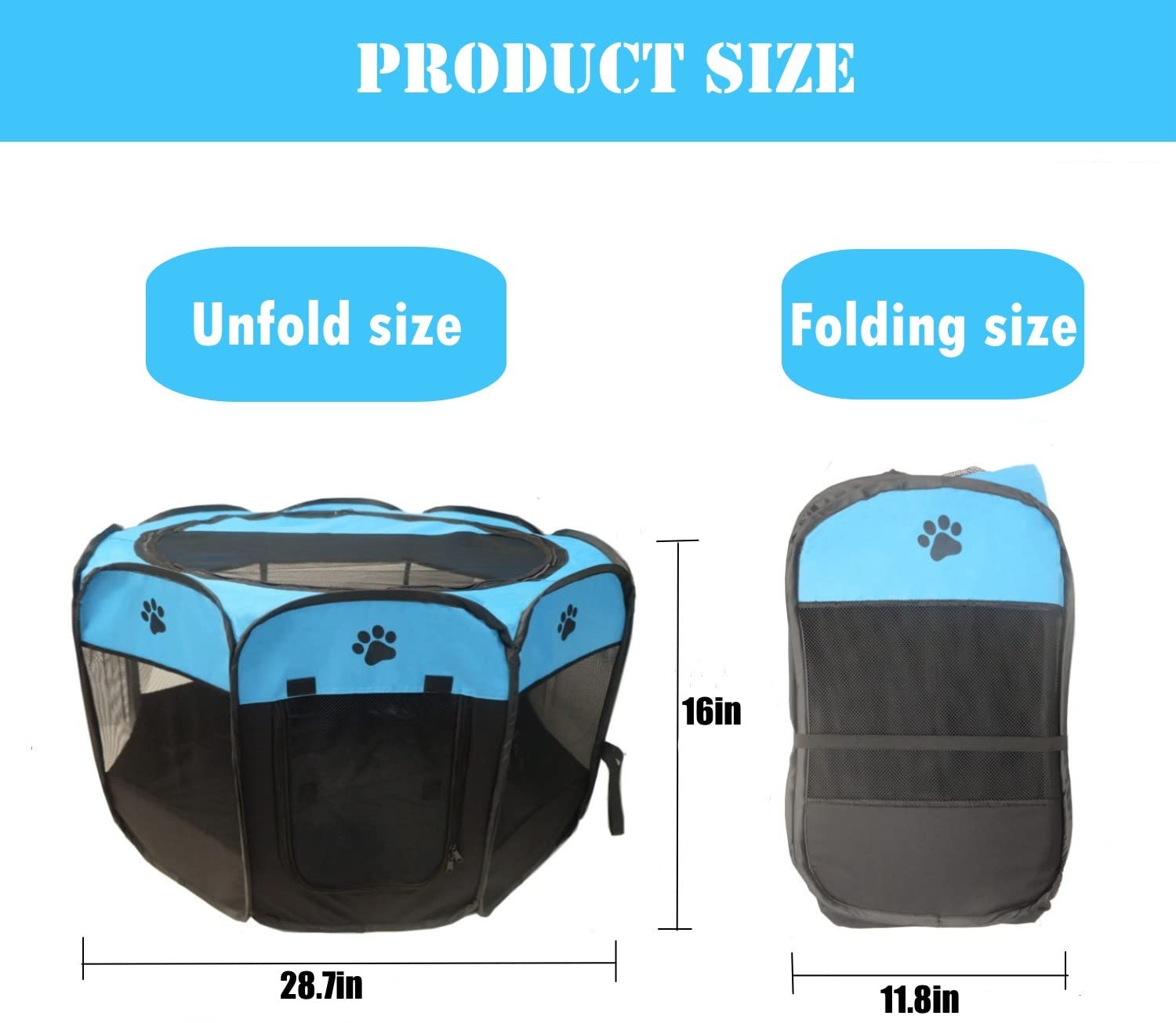 Gommle Portable Pet Playpen For Small Cat Dog Puppy Rabbit,Cat Kitten Playpen Indoor Outdoor With Carrying Case,Waterproof Botto