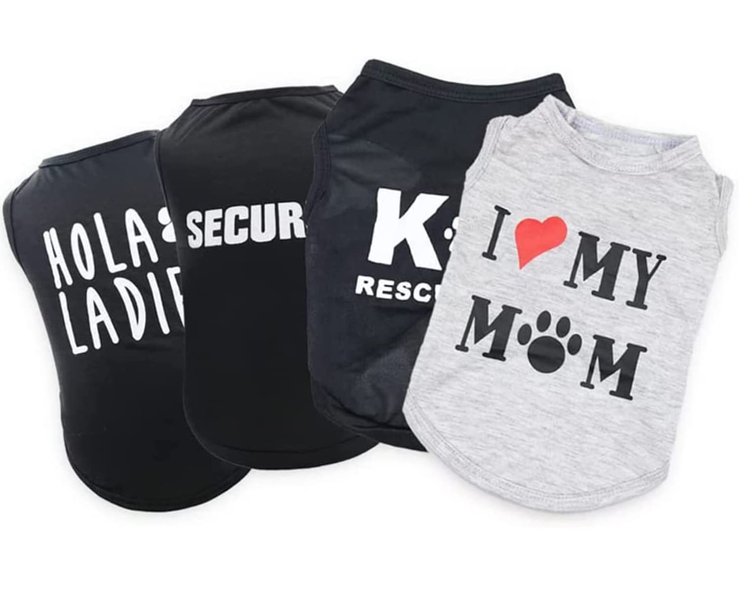 4 Pieces Pet Dog T Shirt I Love My Mom K9 Unit Hola Ladies Security Print Puppy Shirts Small Dogs Clothes For Boys Summer Dog Ts