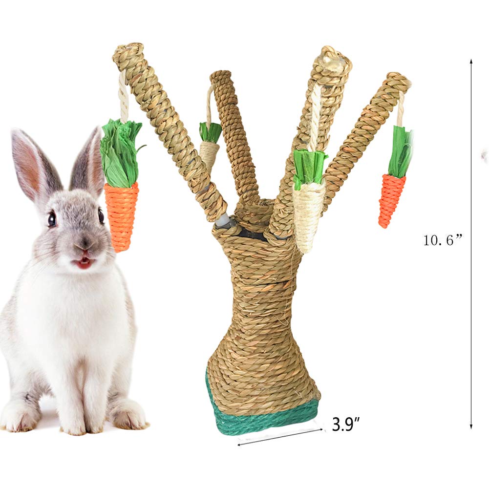 Hamiledyi Seagrass Rabbit Chew Toy - 10.6 Climbing Tree for Bunnies, Guinea Pigs, Squirrels & Small Pets