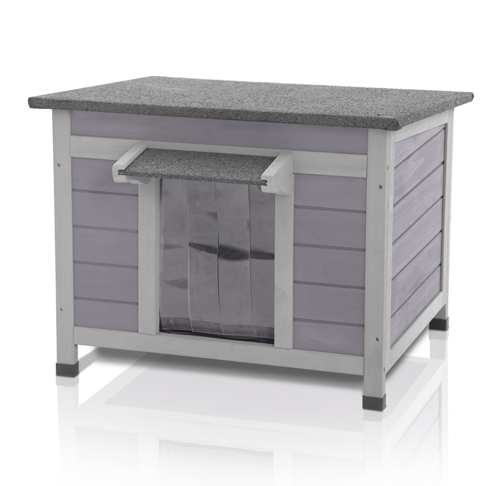 Gutinneen Outdoor Cat House Wooden Rabbit Hutch Outside Feral Cat Shelter Bunny Cage Guinea Pig Habitat Weatherproof