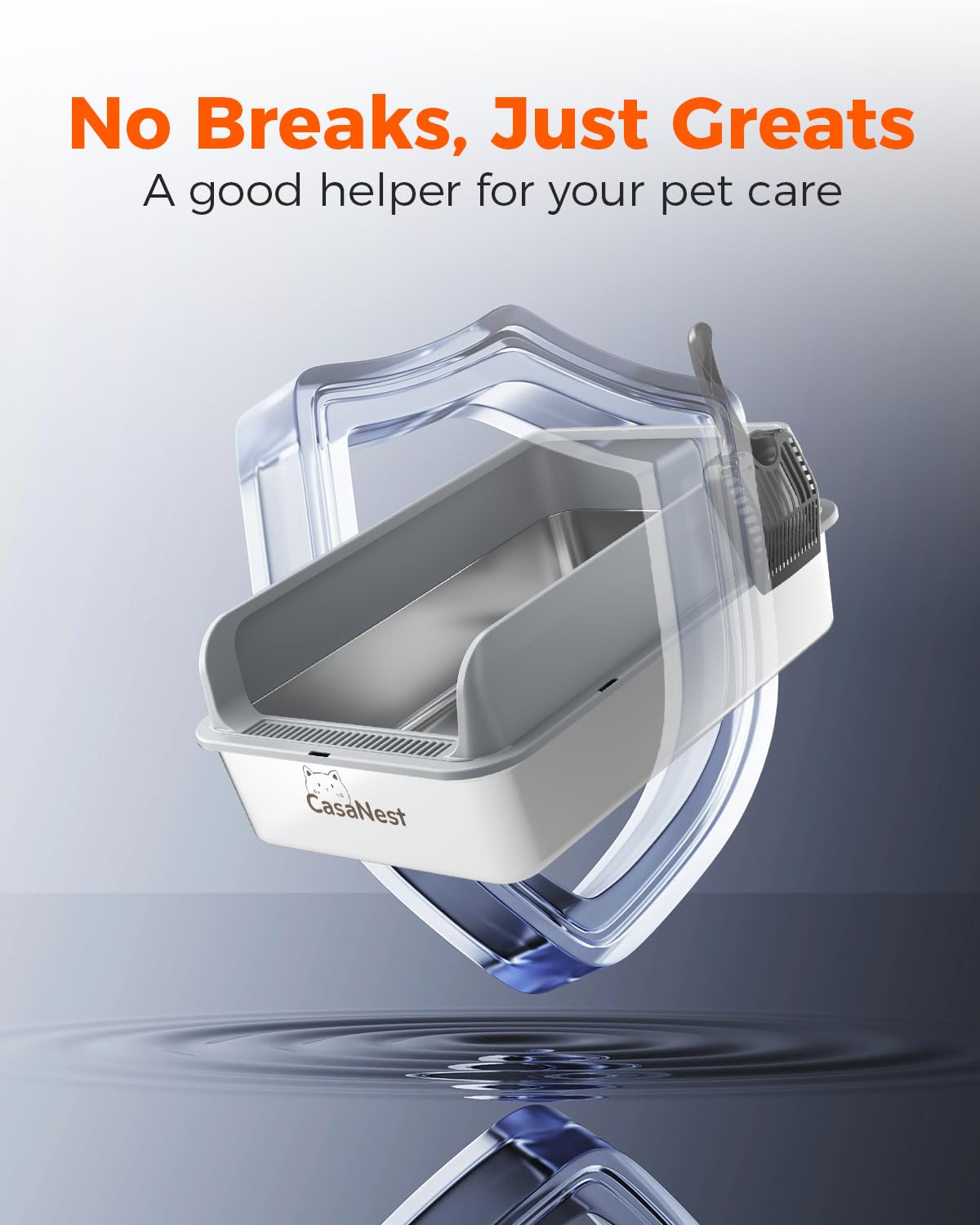 XXXL Stainless Steel Cat Litter Box with Lid 28.1  20.5   10.1    Extra Large Metal Cat Litter Box for Big, Multi Cats, Anti