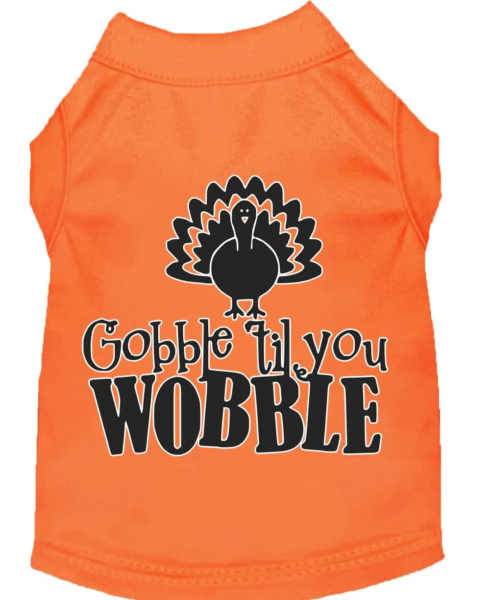 Pet Dog & Cat Shirt Screen Printed, "Gobble Til Ya Wobble" Yellow XL (14-20 lbs.)