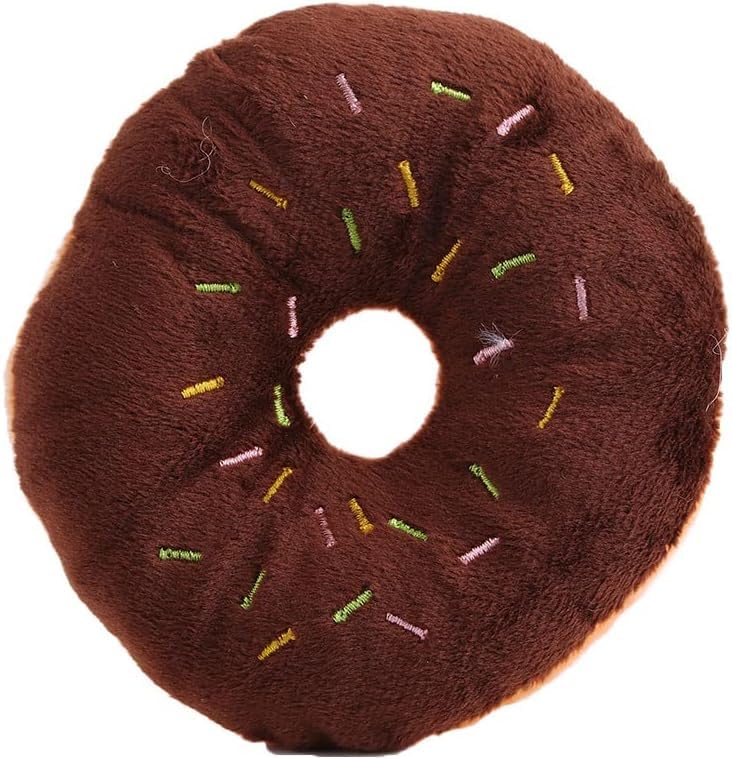 Jizlan 1Pc Donut Dog Chew Toy Soft Plush Donut Sound Toy Cute Pet Bite Squeaker Sound Puppy Dog Plush Chewing Toy Pet Supply For